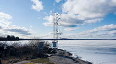 This measurement station collects weather data for analysis in Masinotek EMMI software at Uppsala University's Erken ecological research station.